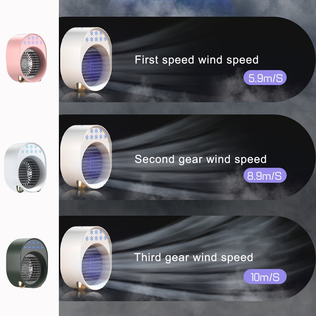 Fan 3W USB Water Cooling Fan with LED Light Summer Cooler Home Office Desktop Cooling Tool