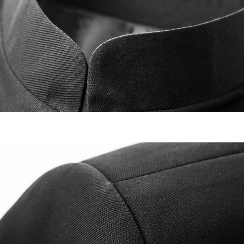 Traditional Chinese Style Mens Tunic Suit Jacket Oriental Dragon Embroidery Frog Closure Mandarin Collar Men Black Suit Jacket