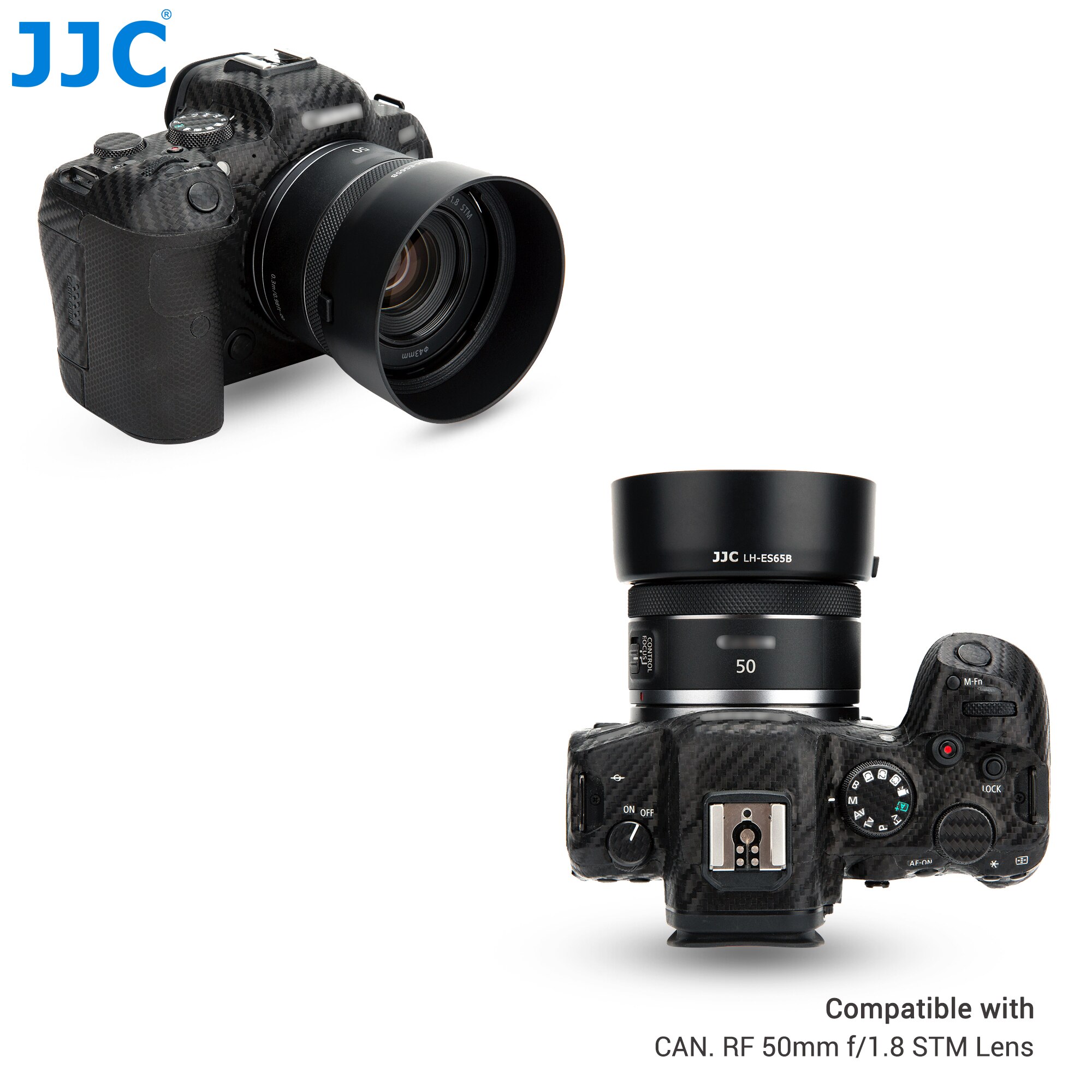 JJC – pare-soleil réversible, Compatible avec Canon RF 50mm F1.8 STM, pour EOS R RP Ra R3 R5 R6 C70, ES-65B