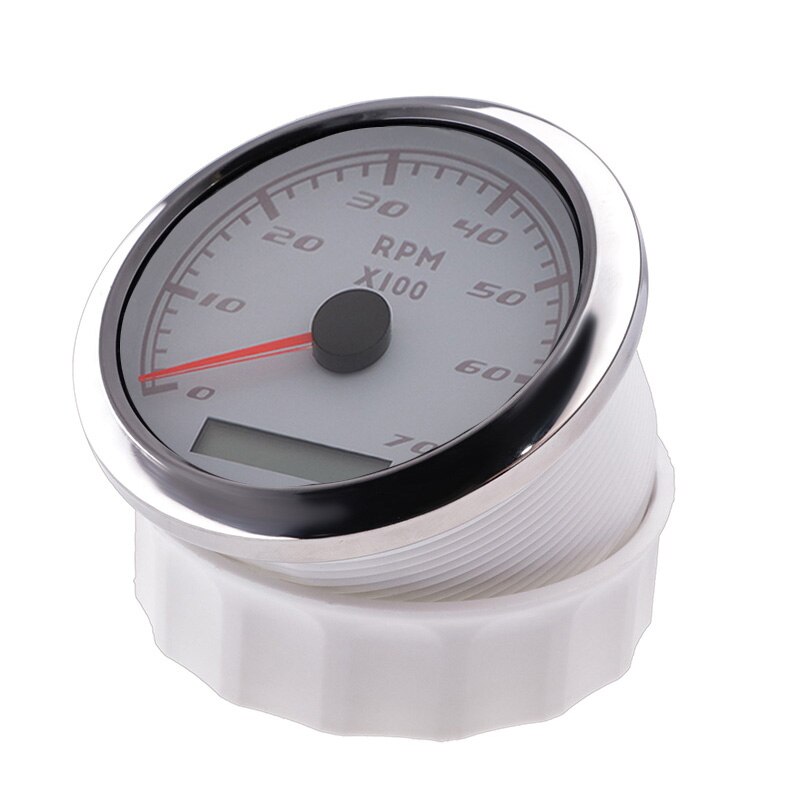 Edelstahl Lünette Auto Stiefel Drehzahlmesser 7K RPM Digital Tacho Meter Mit LCD Stunde Meter Für Gas Motor- Marine 85MM