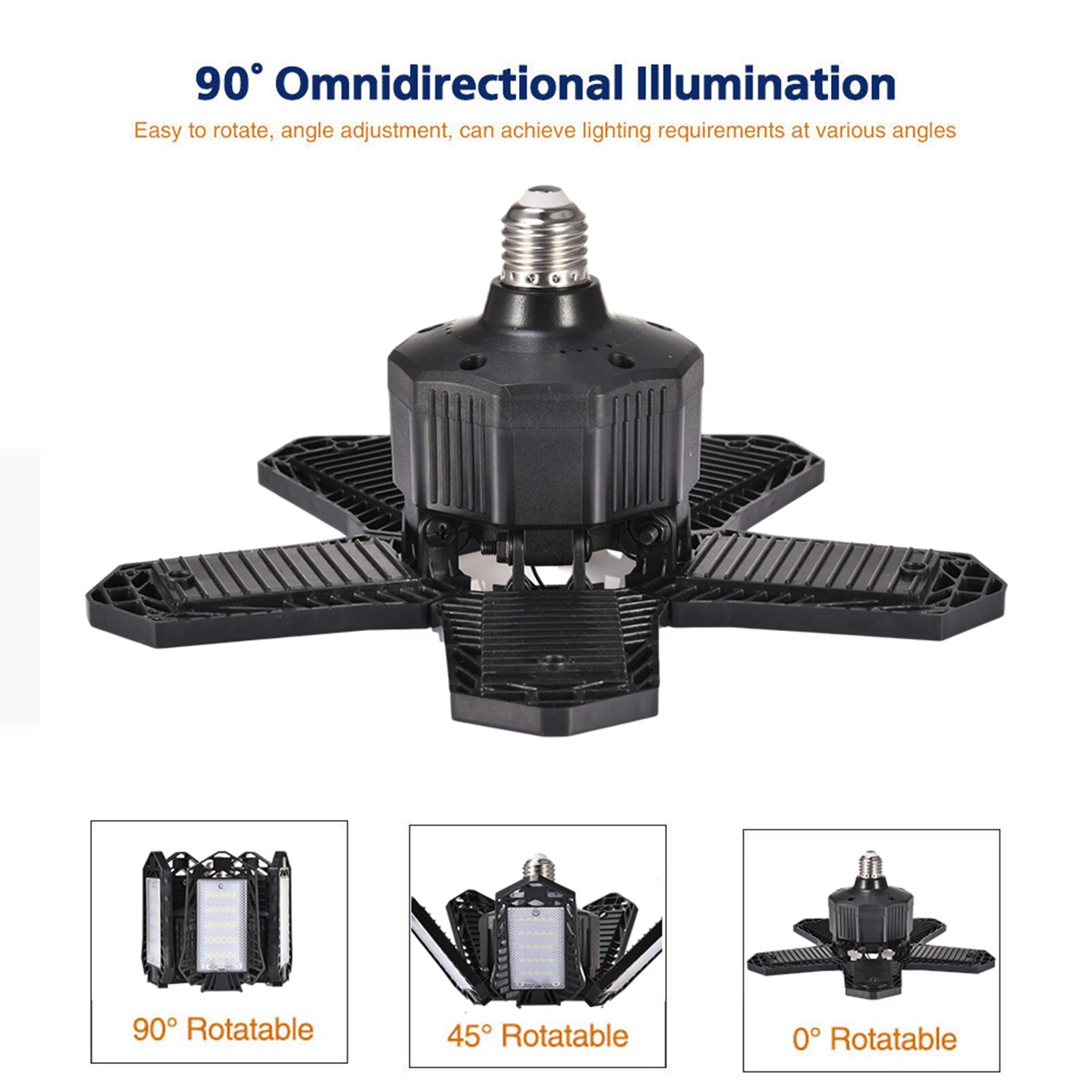 Garage Light Deformable Foldable Garage Ceiling Lamp Adjustable Angle 80W/100W for LED Garage Light Indoor Outdoor