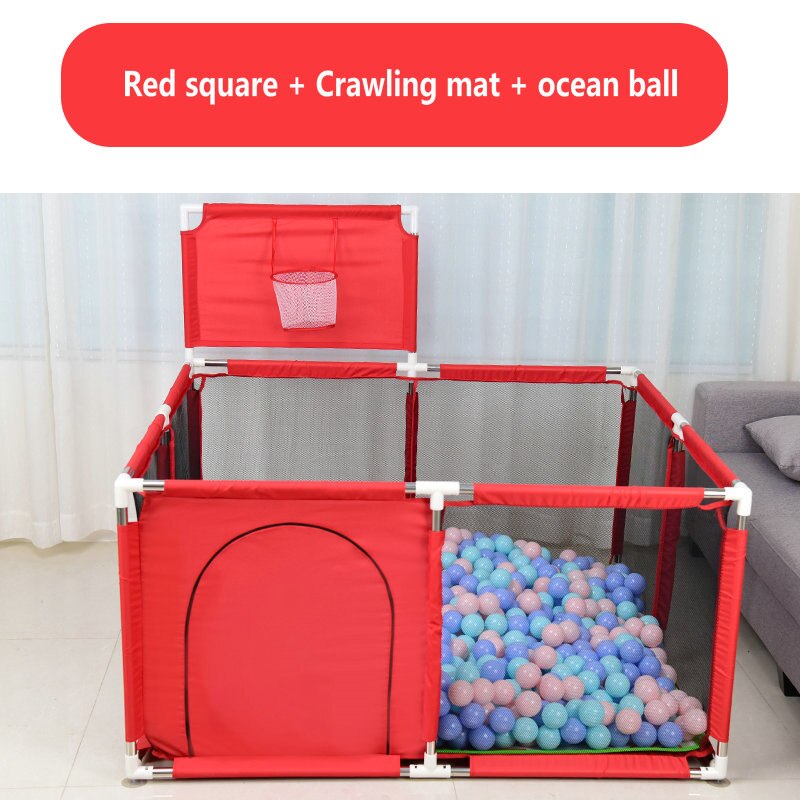 bambino scatola Bambini Barriera di Sicurezza Palle da Biliardo Pieghevole Bambini cestino E Campo di Calcio per 0-6 Anni di Età I Bambini di scatola: rosso piazza-3