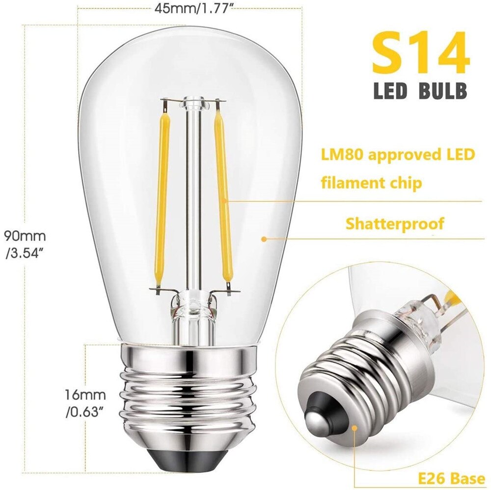 Waterproof 5M 10M LED Bulbs String Lights Indoor Outdoor Commercial Grade E27 Street Garden Backyard String Lighting