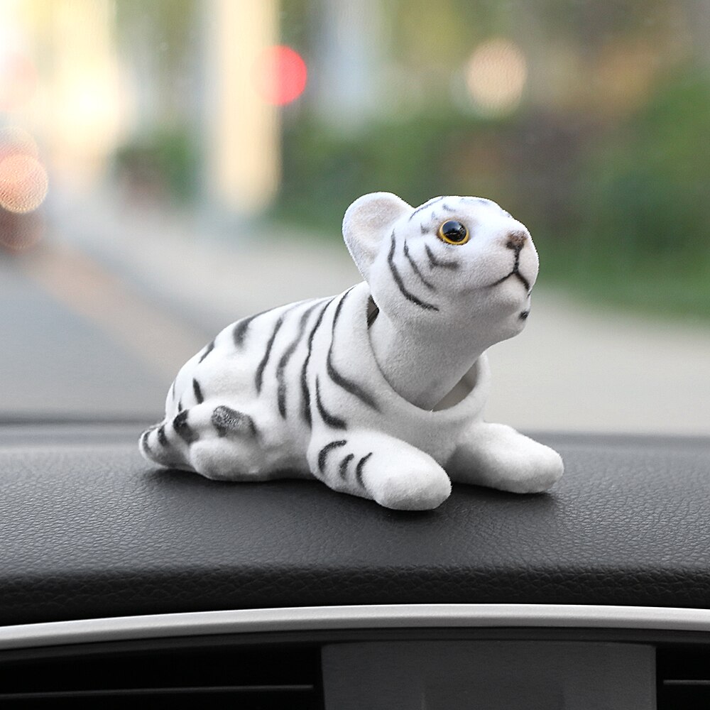 Car Ornament Nodding Tiger Doll Automotive Interior Dashboard Decoration Shaking Head Bobblehead Toys Cute Car Accessories