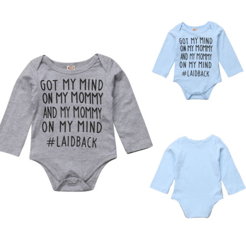 Infant Kid Baby Boy Girl Romper Letter Long Sleeve Jumpsuit Playsuit Outfit Cotton Clothes