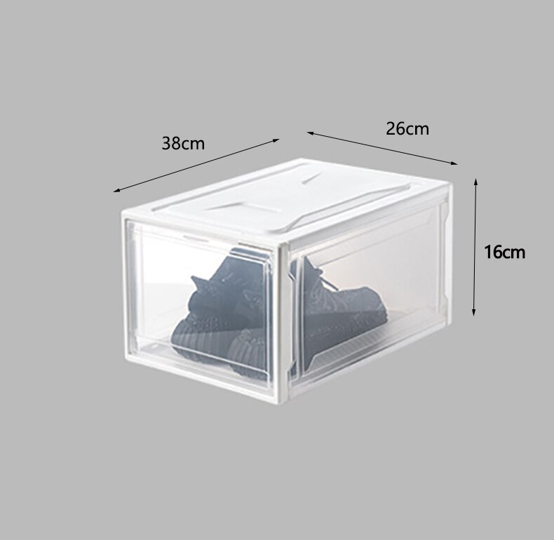Transparent Shoe Box Storage Shoe Boxes Thickened Dustproof Shoes Organizer Box Can Be Superimposed Combination Shoe Cabinet: white S 1pc