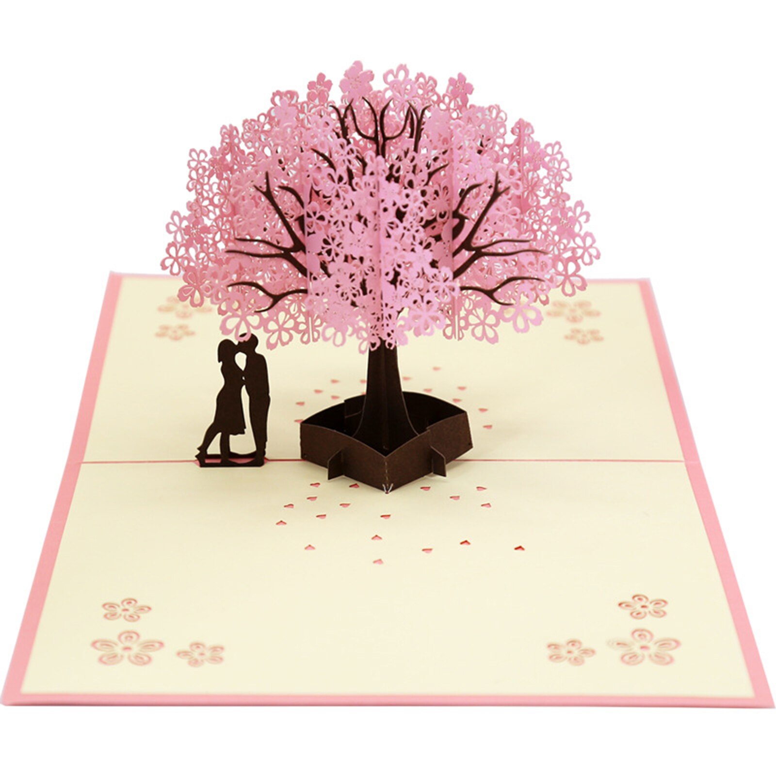 3D Cherry Blossom Pops-Up Card Handmade Romantic Greeting Cards for Wife Girlfriend Husband UND