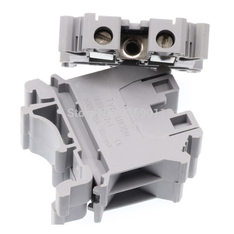 50PCS DIN rail Wiring board connector terminals copper part 10.0mm UK-10N grey gray Cable row connection