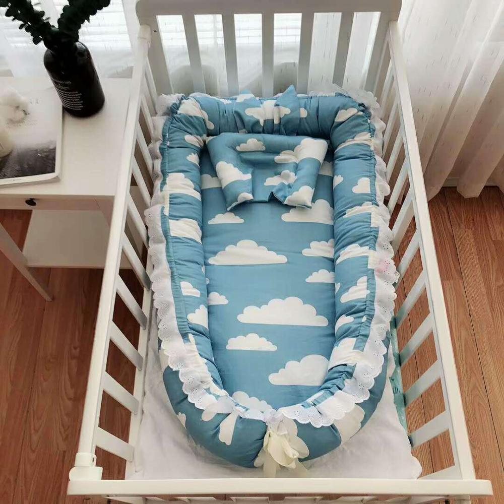 90*55cm Tragbare Baby Nest Bett Mit Kissen Kissen für Jungen Mädchen Reise Bett Infant Baumwolle Wiege Krippe neugeborenen Stubenwagen Bett: 9