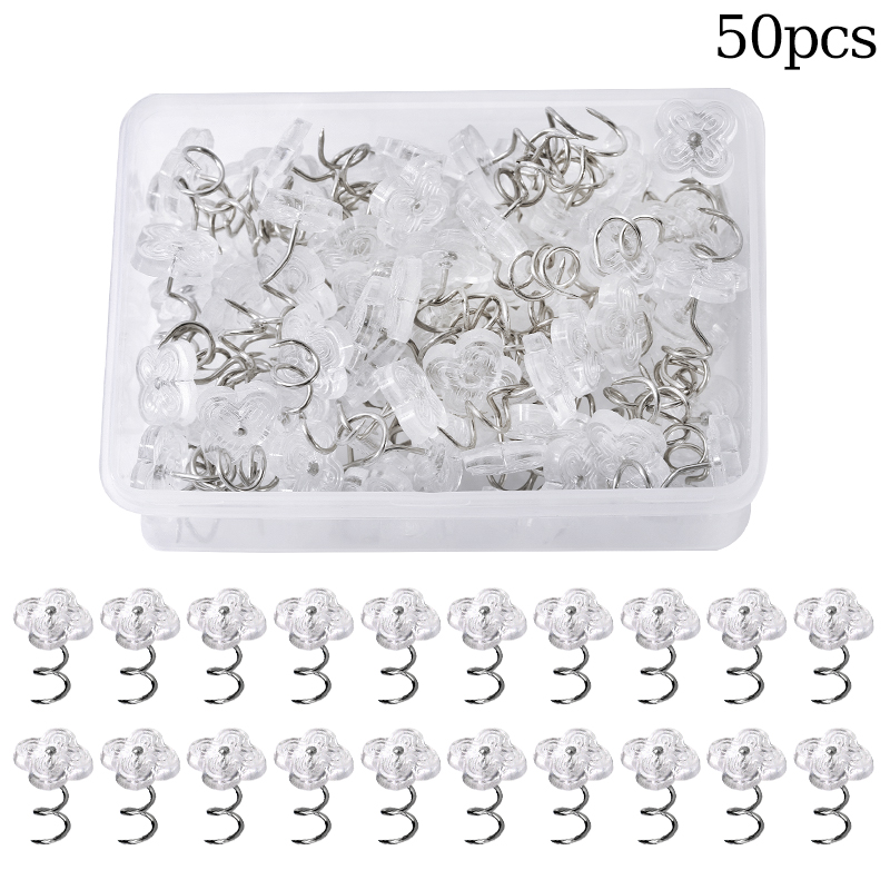 KRABALL 50/100 pièces épingles à ongles torsadées transparentes pour feuille de canapé broche à tête en plastique fixation à vis boucle de sécurité pour couvertures fixes: vert militaire