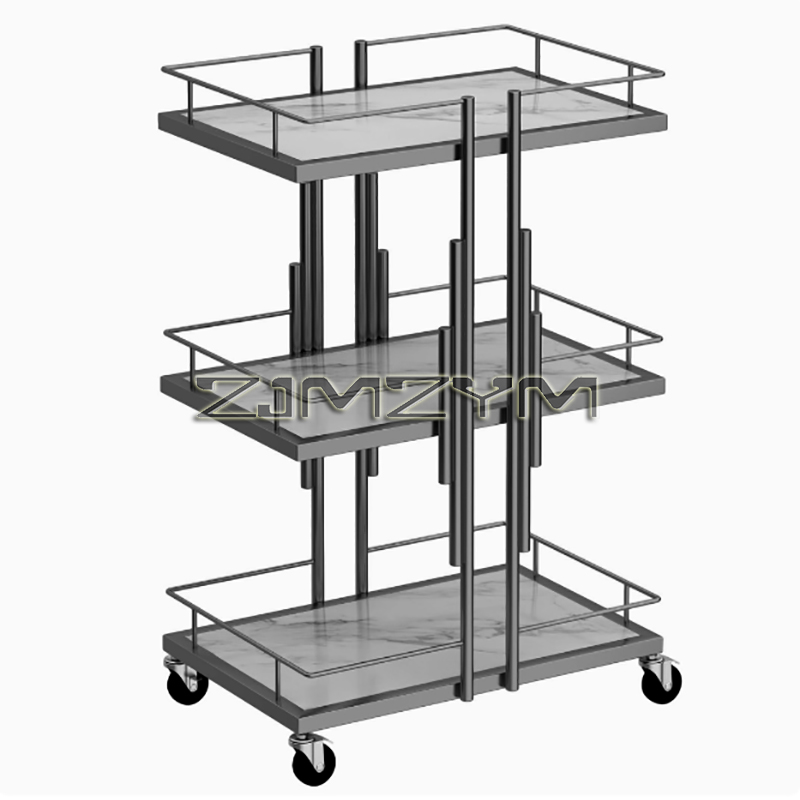 Carros de salón profesionales, muebles de salón, carrito de herramientas móvil para manicura, carrito de belleza de almacenamiento multicapa comercial moderno: Negro