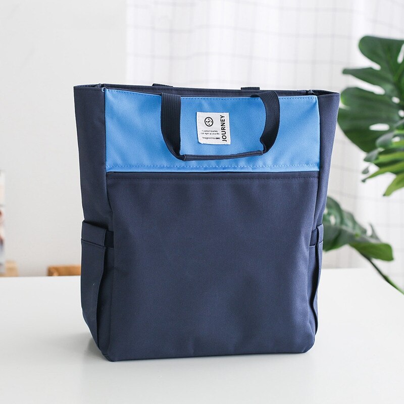Canvas A4 File Folder Document Book Bag Desk Paper Organizer Storage Handbag For Students School Office Stationery: Style B dark blue