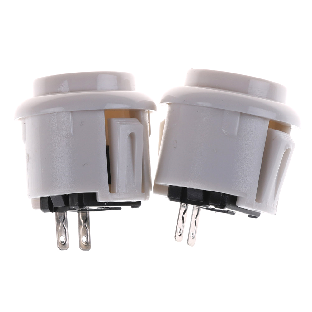 2Pcs Amusement Cabinet Games Machine's Accessory 24mm Arcade Push Buttons Round Push Button/arcade with switch: White