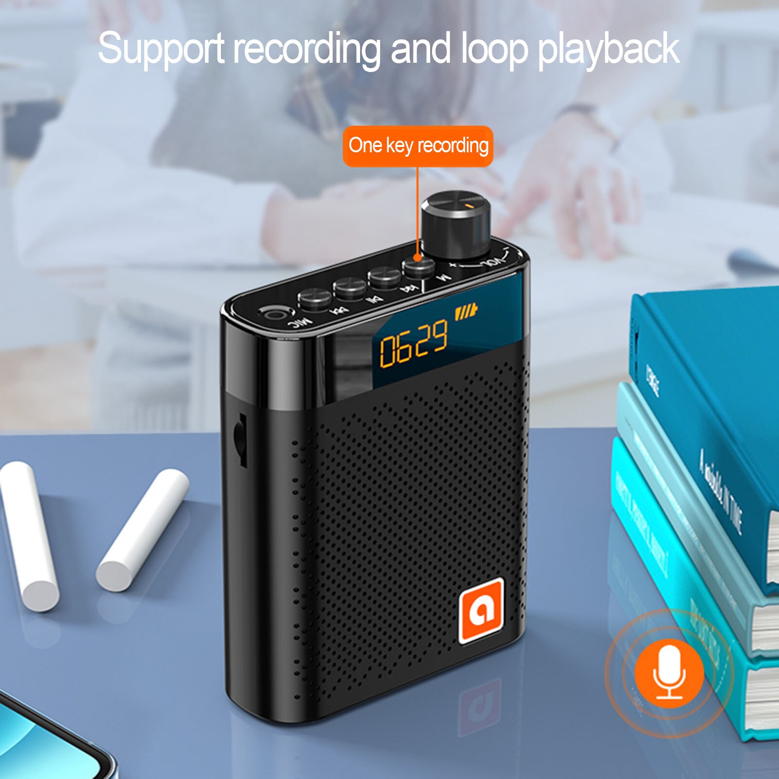 Portable Voice Amplifier Wired Microphone FM Radio AUX Audio Recording Bluetooth Speaker For Teachers Instructor