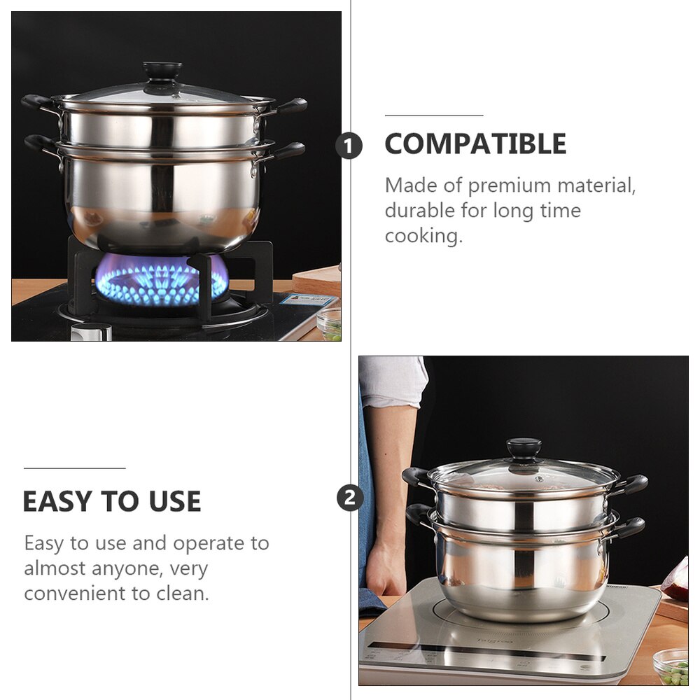 Stainless Steel Steam Pot Healthy Cookware Premium Heavy Duty Steam Pot