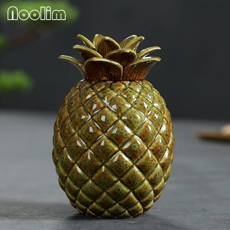 Kreative Ananas Tee Caddie Keramik Obst bilden Versiegelt Tee Blatt Lagerung Panzer Mini Pu'er Tee Kasten Teehaus Ornament: D