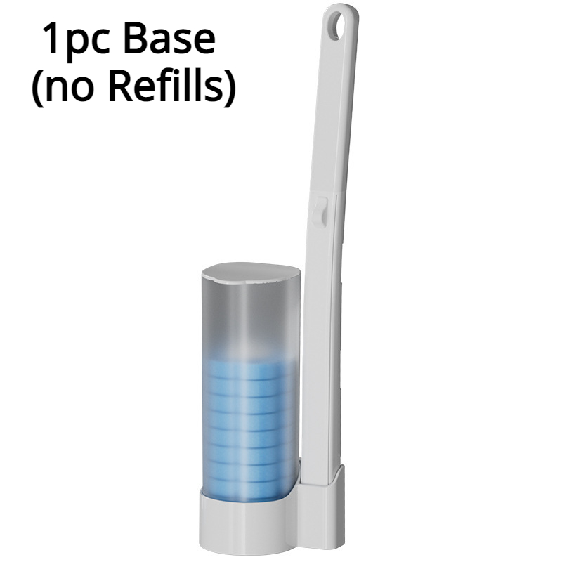 1 sett engangs toalettbørste engangs toalettbørstehoder påfyllingserstatning uten døde hjørner baderomsrengjøringsbørste
