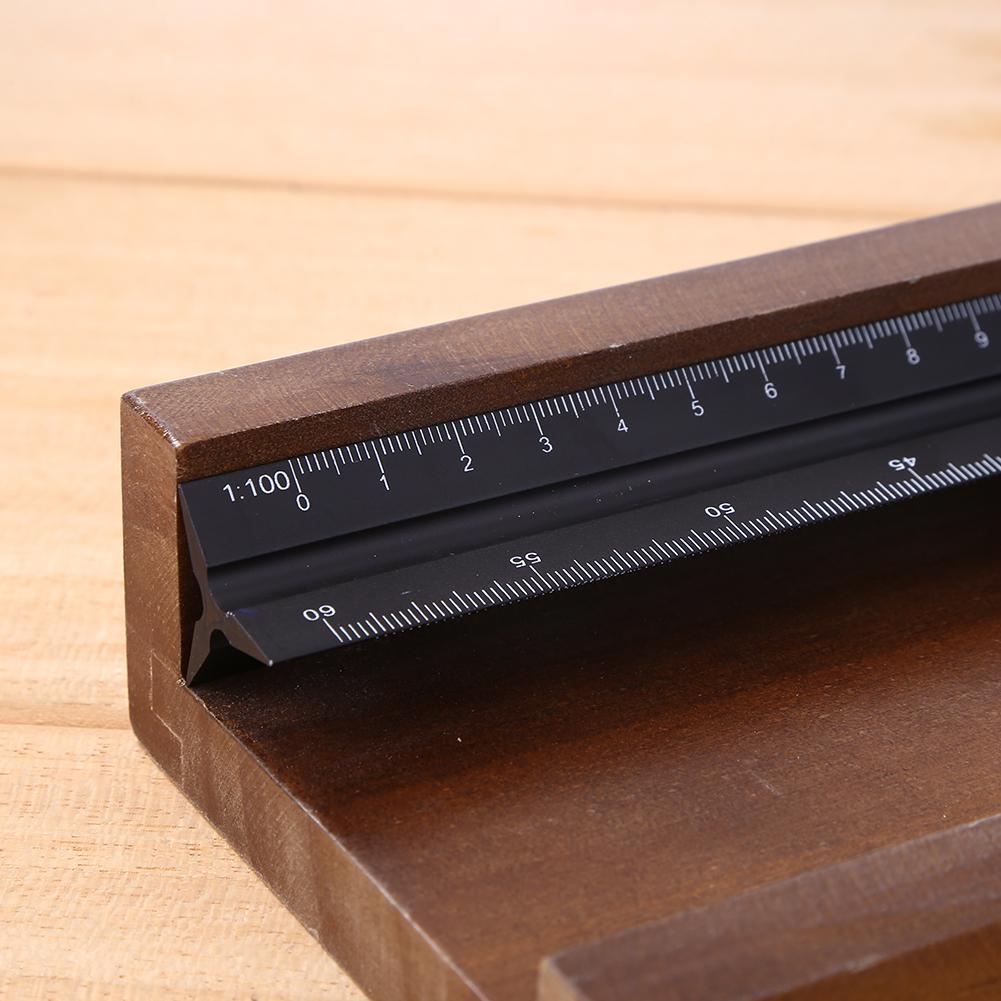 Scale Ruler Triangular Architect Engineer Scale Ruler Aluminum Alloy Scale Ruler Drafting Tools Architectural Scale Ruler-Black
