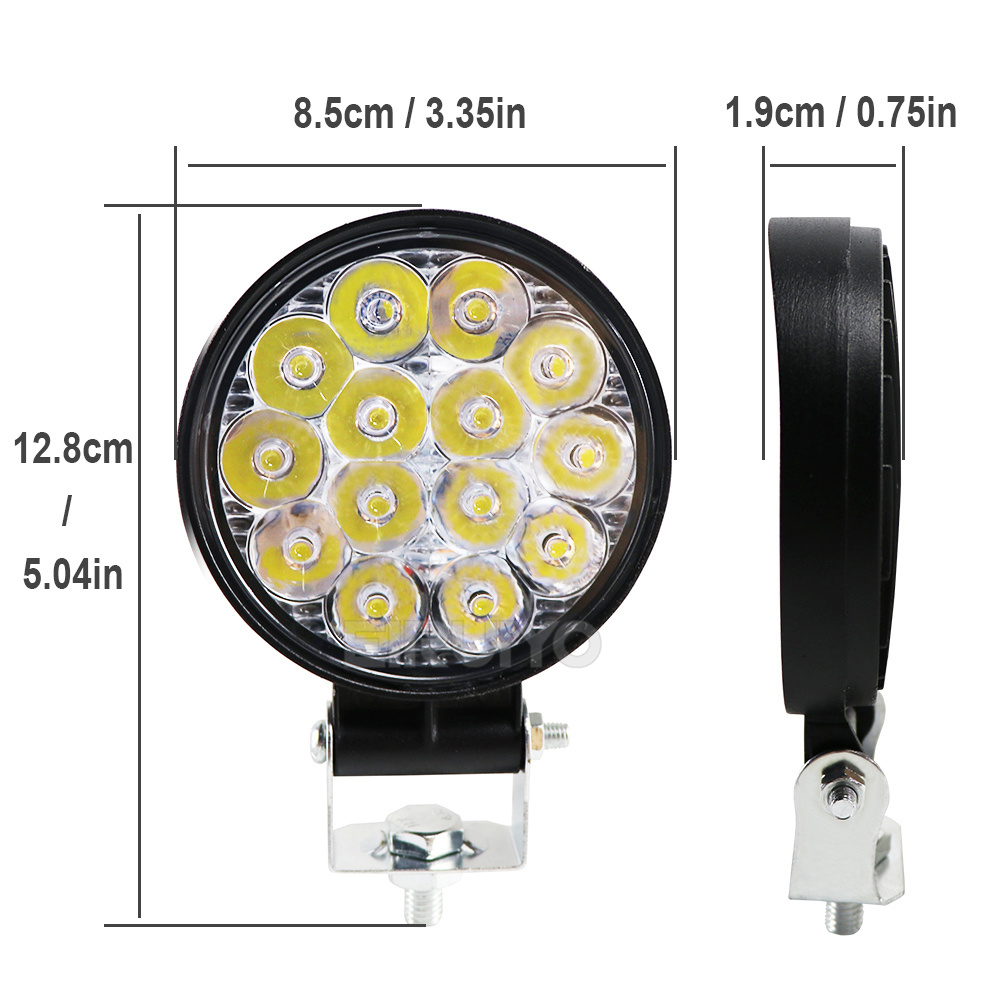 4x42W 14LED luz de trabajo LED luz antiniebla delantera del coche 12V 24V para camión SUV 4X4 4WD faros de ingeniería faro redondo LED todoterreno