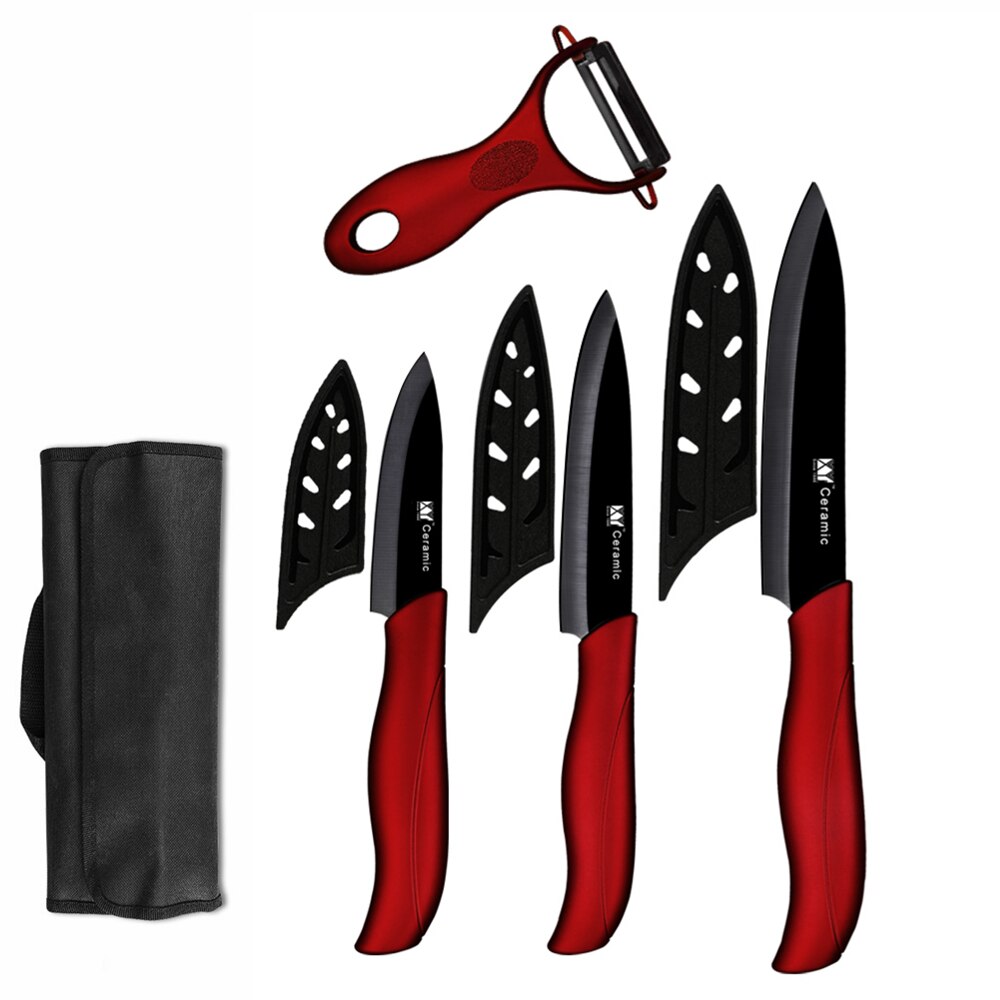 XYj 3'' 4'' 5'' 6'' INCH Ceramic Knife Kitchen Chef Set Fruit Ceramic Peeler With Knife Storage Carrying Bag Case Accessory: E 5pcs set