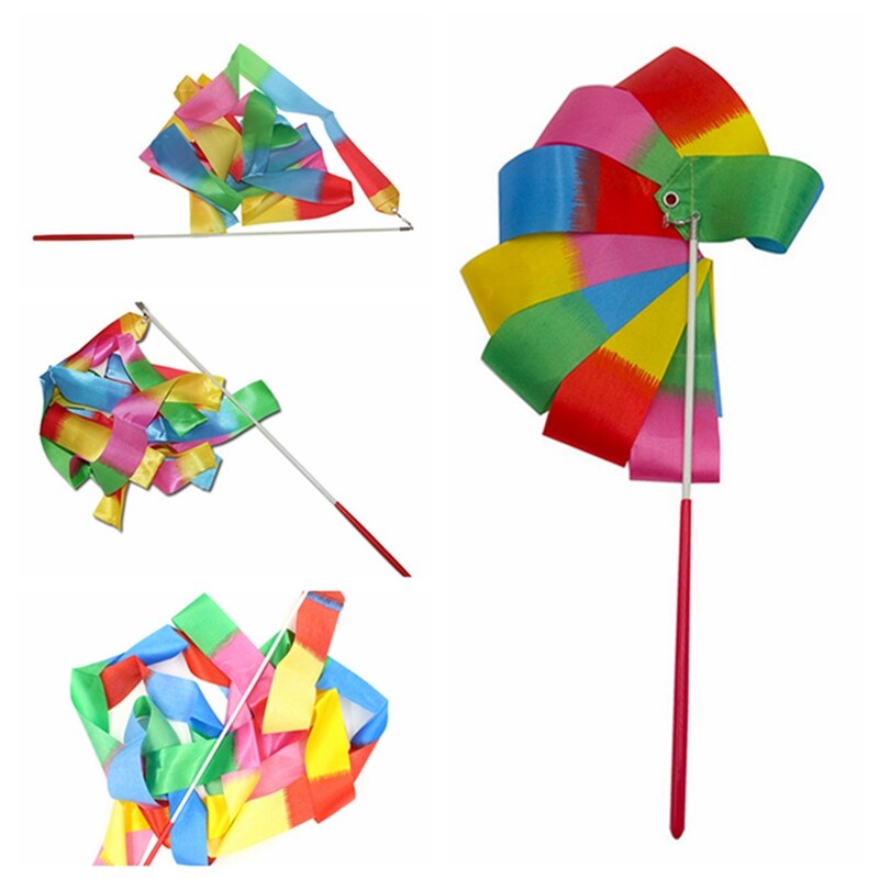 2m/4m rubans de gymnastique colorés, ruban de danse, art rythmique, gymnastique, ballet, banderole, tige tournante, bâton pour l'entraînement en salle de sport