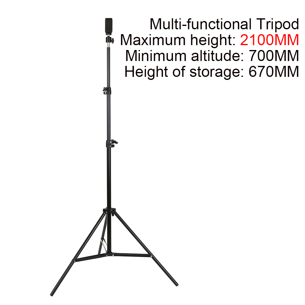 Led selfie licht studio fotografie fotolampen invullicht + studio ondersteuning vloerbeugel telefoonhouder fotografie statief: 2100mm statief