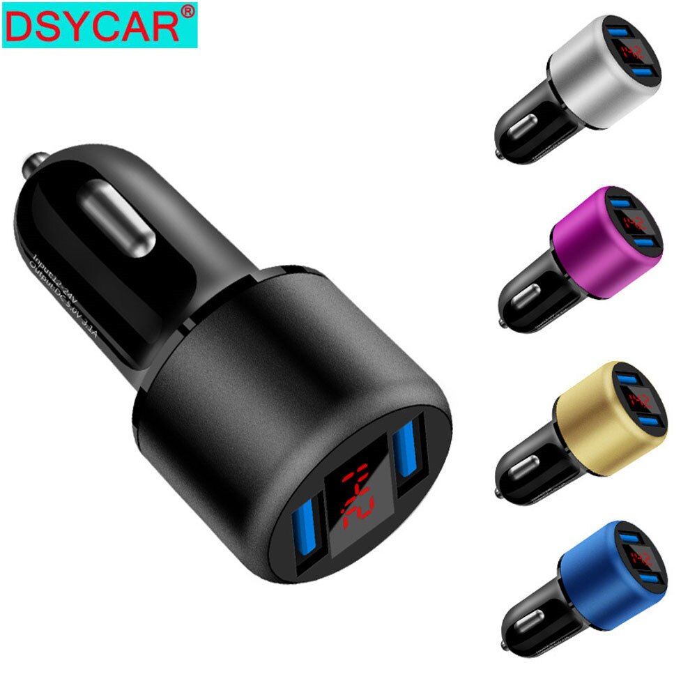 Dsycar 1Pcs Universele Dual Usb 5V 3.1A Autolader Mini Lader Snel Opladen Met Led Display Voor Alle apparaten Ios Android