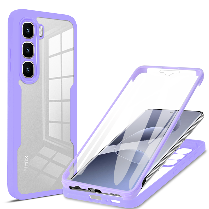 Til infinix 60 stødsikkert 360 ° dobbeltsidet klart telefoncover til infinix 60 pro plus 60i linseskærm fuld beskyttelsesetui: Blå / Infinix hot 60 pro+