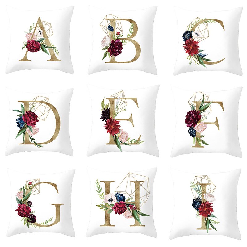 Kids Kussensloop Brief Kussenhoes 45*45 Sierkussen Covers Decor Kussens Bank Polyester Bloemen Home Decor Kussenslopen
