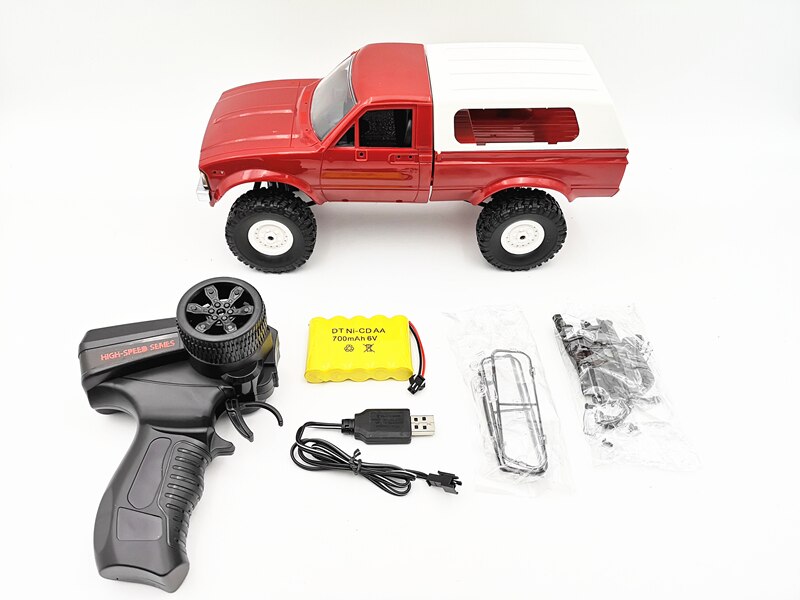 RC Car WPL C24 2.4G Remote Control Off-road C24/C24-1 Kit Model RCBuggy DIY High Speed Crawler Toy Upgrade 4WD Metal Part Chasis: Red RTR