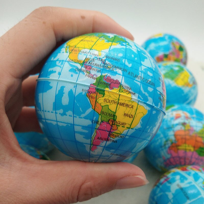 100Mm/63Mm Anti Stress Relief World Map Foam Bal Atlas Globe Palm Bal Planeet Aarde Bal Speelgoed voor Kinderen: 63mm