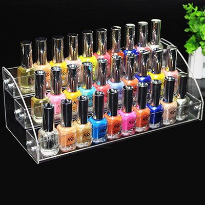 Meerlaags helder acryl nagellakrek, sieradenstandaard, bureaustandaard, lippenstift, parfumhouder, nagellak displayplank: 3 lagen