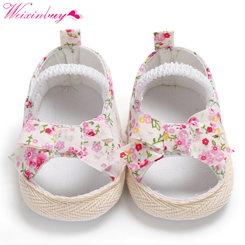 Meisje Sandalen Baby Schoenen Print Boog Netting Baby Meisje Sandalen Strand Meisje Schoenen Katoen Zachte Baby Sandalen