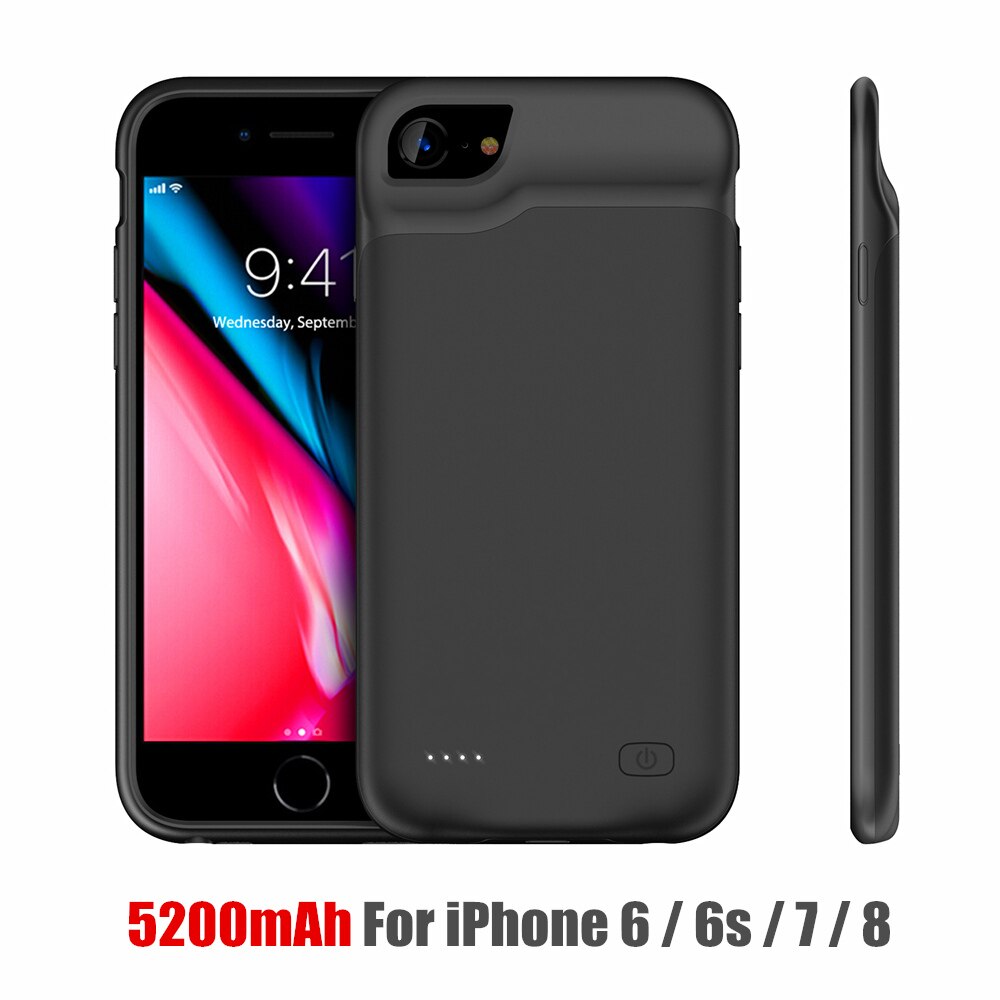 Amstar Draagbare Batterij Oplader Cases Voor Iphone 6 6S 7 8 Plus Power Bank Case Externe Batterij Opladen Pack backup Case: A18 Black 6 6s 7 8