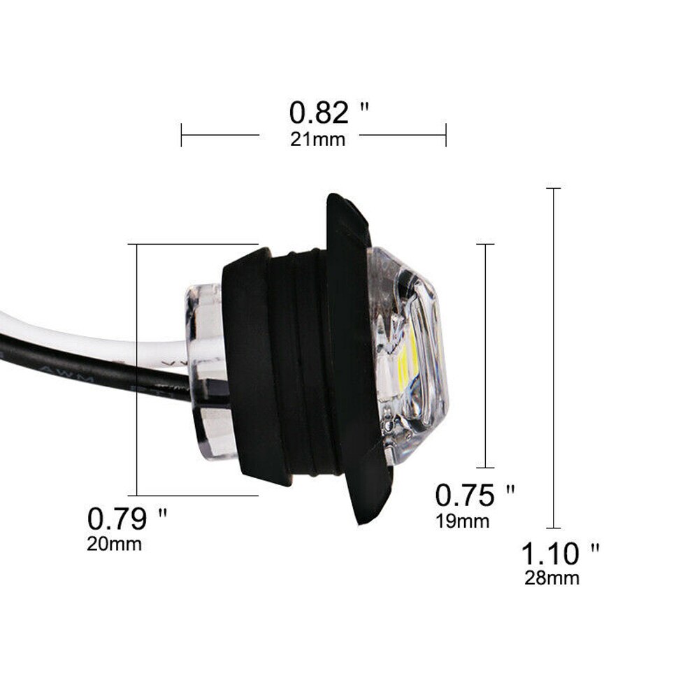 Truck Turn Signal Lights 4Pcs Side Marker Round LED Lamp 80LM Built-in