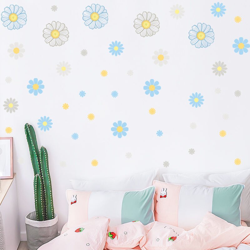 Decoración de pared con flores pequeñas para habitación de niños, arreglo de pared de dormitorio, bricolaje, de varias formas, 116 piezas