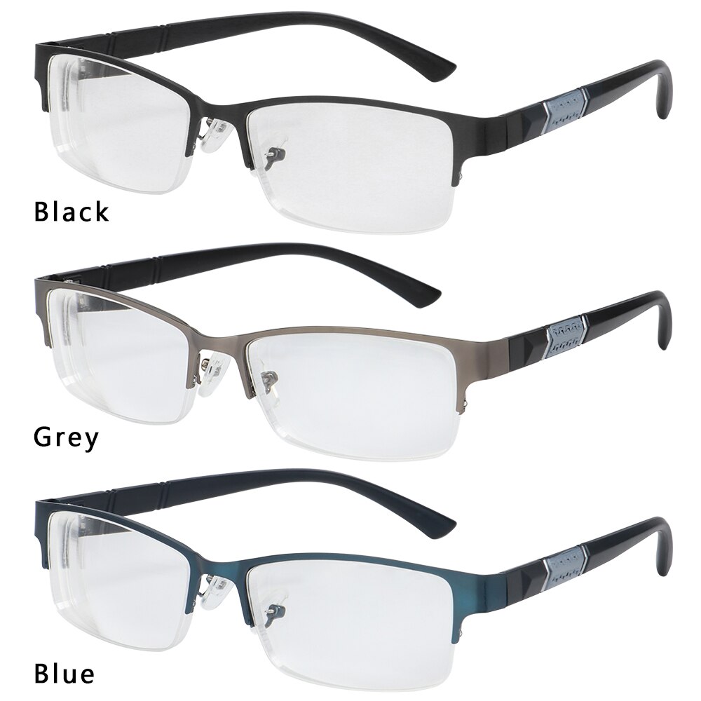 1Pc Unisex Leesbril Metalen Half Frame Vierkante Bijziendheid Brillen 0 -1 -1.5 -2 -2.5 -3 -3.5 -4 -4.5 -5 -5.5 -6