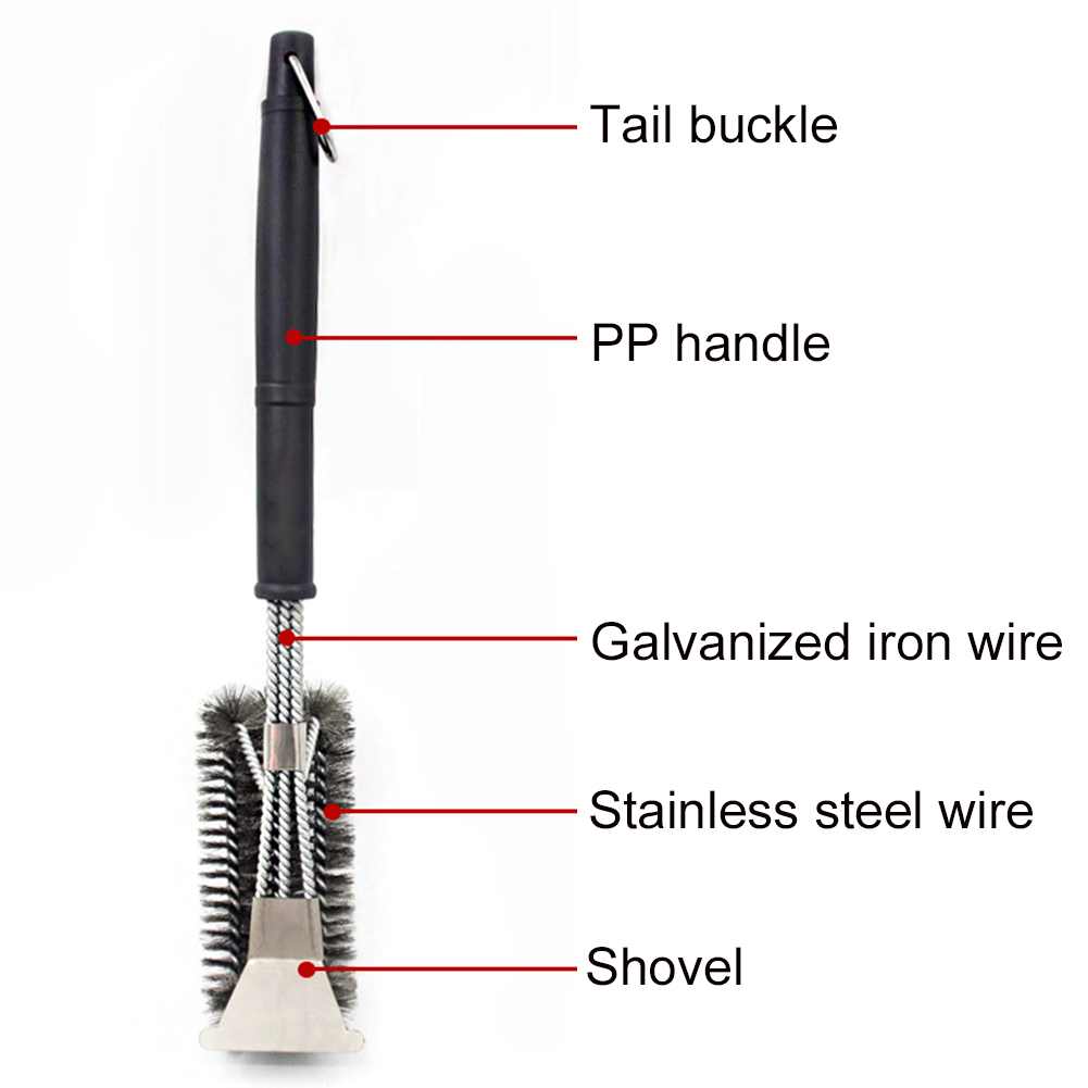 18 inch roestvrijstalen schraper bbq-grillreiniger drievoudige borstel met lange steel en antisliphandvat