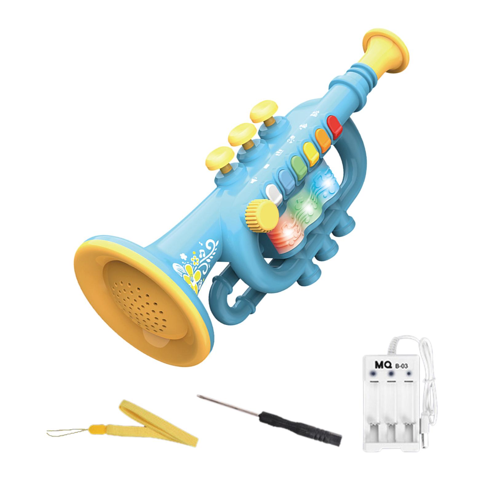 Instrument Speelgoed Usb Charge Kids Trompet Instrument Muzikaal Speelgoed Saxofoon Educatief Speelgoed Voor Verjaardag Peuter Beginners Kids: Trumpet Blue