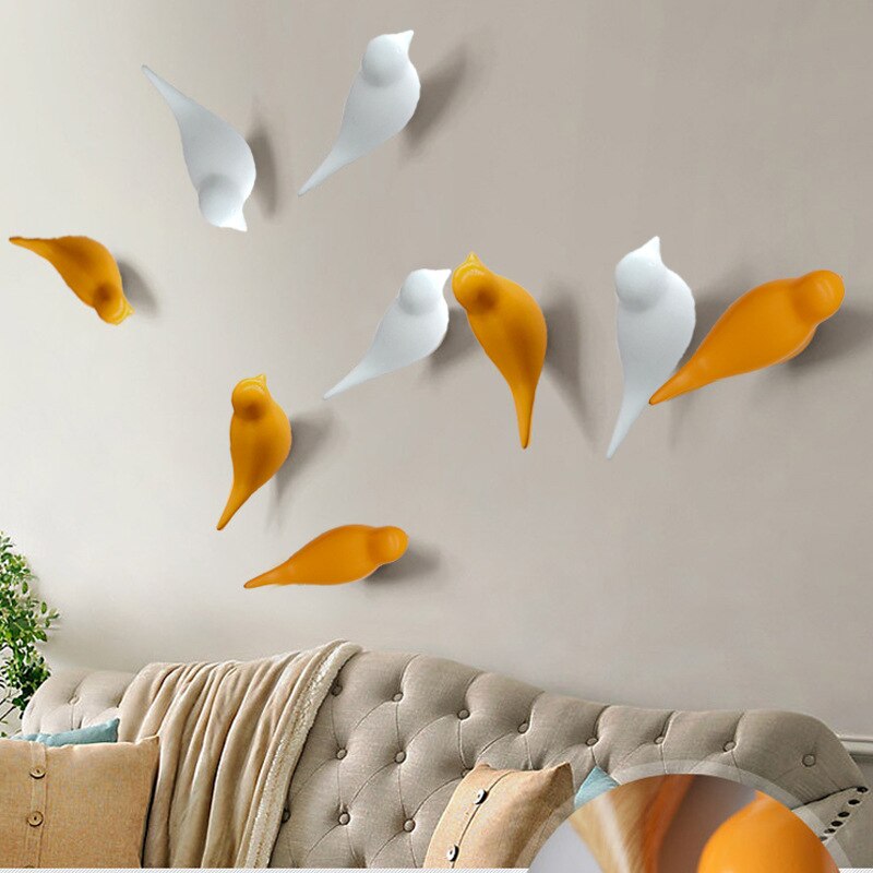 Crochets muraux en forme d'oiseau, décoration de la maison, support de rangement en résine grain de bois, porte de chambre après porte-manteau, porte-chapeau, 3d porte-manteaux