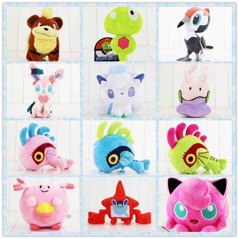 13-33cm eevee murloc plush cartoon doll toys Jigglypuff Chansey Zygarde Pikipek Goomy white Alola Vulpix Rotom Growlithe dog toy