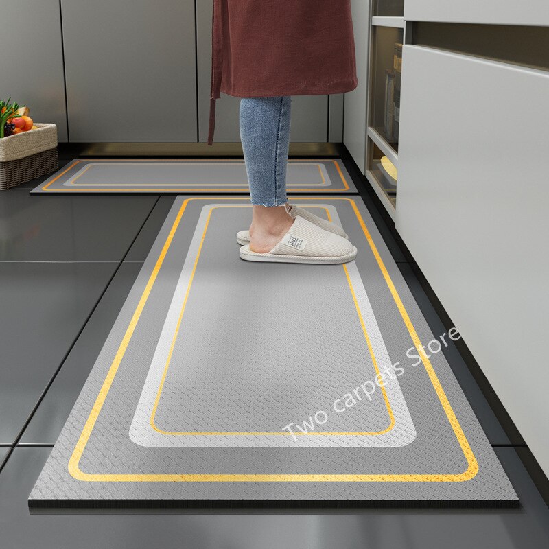 Eovna PVC Kitchen Mat Oilproof Kitchen Carpet Anti Slip Floor Mat for Living Room Bedroom Hallway Grey Doormat