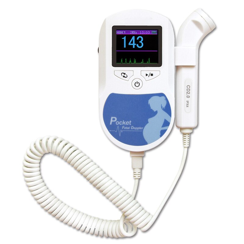 Contec Babysounda/B/C Baby Hartslag Foetale Doppler Prenatale Monitor + Gel Pocket Fetal Doppler: BabyC1 3MHZ Blue