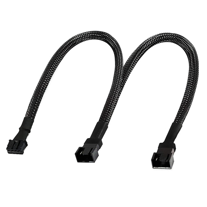 Angitu 4-Pin PWM GPU Dual Fan Splitter Adapter Cable Black Sleeved for Graphics Cards