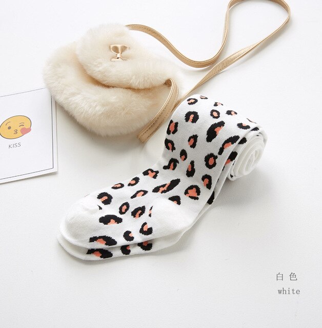 Cathery høst vinter baby jenter tights smålåve jente leopard mønster strømpebukser låve bomull varme strømper ensfarget godteri farge tights