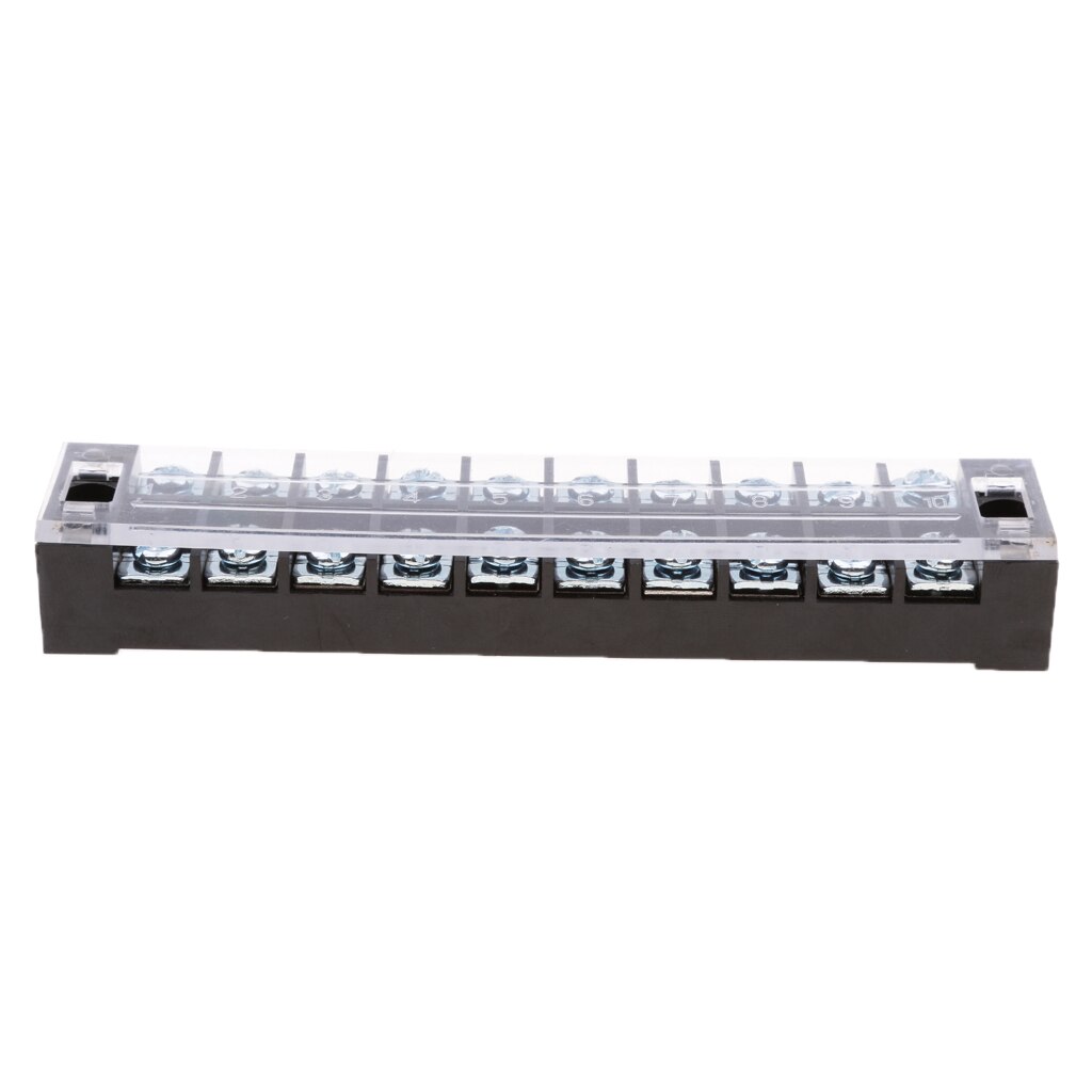 Barrier Terminal Strip Block Dual Row 10 Position Screw Insulated 600V 25A