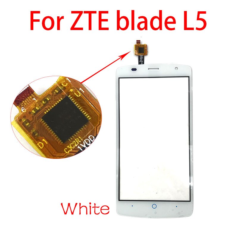 For ZTE Blade L2 L3 L4 L5 Plus Touch Screen Glass Panel Digitizer Sensor Touchpad Front Glass Panel Repair Spare Parts: L5 white