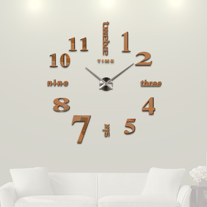 Home decoration Quartz Home Decoration big wall clock modern 3D DIY large decorative wall clocks watch wall unique: Brown S