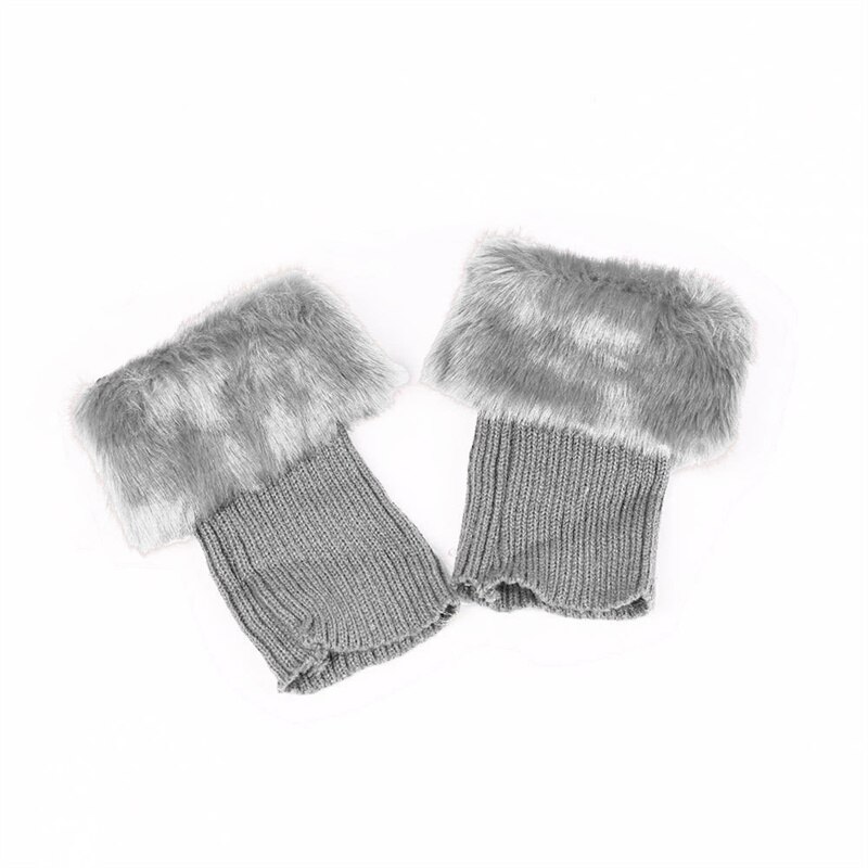 chaussettes hautes laine à tricoter chauffe jambe guettre chaussettes femme: GRAY