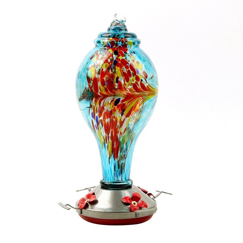 birds Feeder Hand Blown Glass Include Hanging Wires and Moat Hook bird Feeders for Outdoors: Default Title